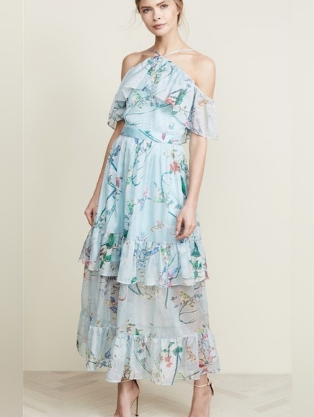 o.p.t Women's M Light Blue Floral Dress
